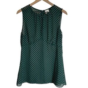 CAbi Flirt Sheer Green Blouse Tank Pink Polka Dots Casual Resort Summer Medium